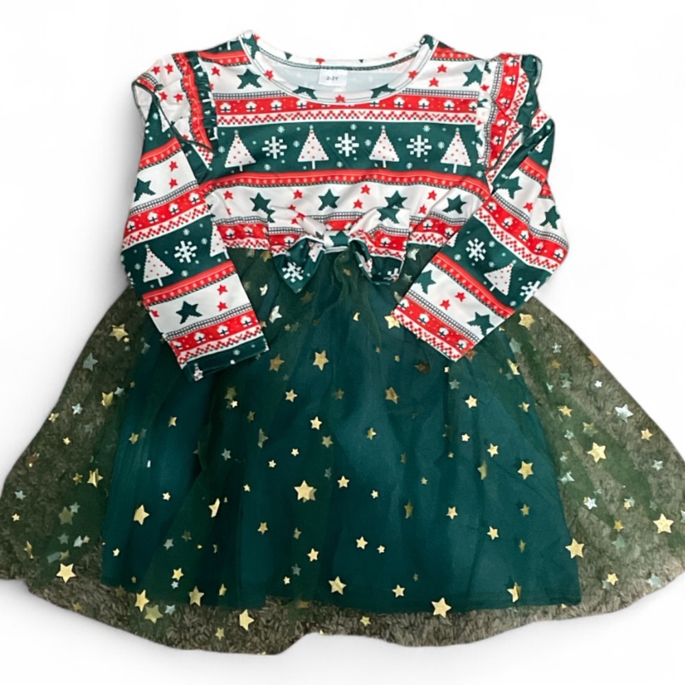 ๐ New Red & Green Holiday Handmade Outfit for Girls (Size 2-3 Years) ๐ - Picture 7 of 8